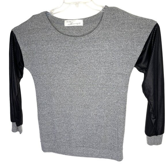Vintage Havana Gray & Black Long-Sleeve Top Large 88a - Picture 1 of 8